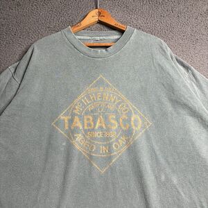 Vtg 90s Mens 2XL Spell Out Tabasco Hot Sauce T-Shirt USA Made Single Stitch